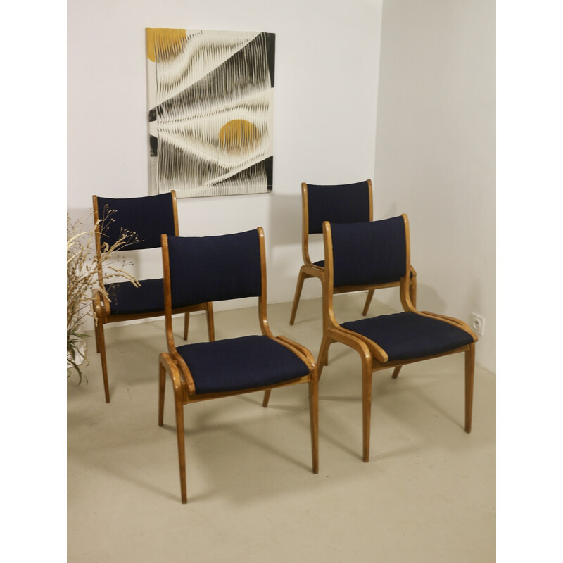 Set of 4 vintage bentwood beechwood chairs, 1960