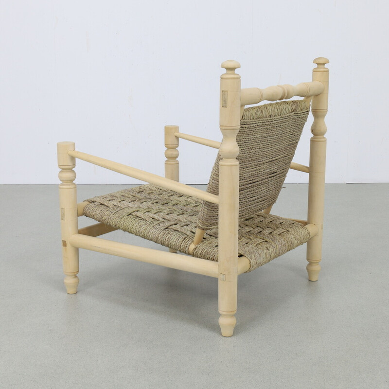 Niedriger Stuhl aus Seil und natürlichem Teakholz, 1970