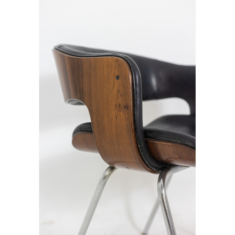 Vintage "Oxford" armchair in rosewood and openwork leather by Martin Grierson for Arflex, 1963