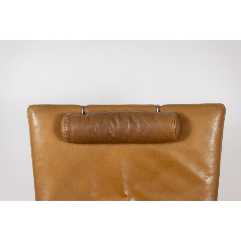 Ein Paar Vintage-Sessel aus Leder und gebürstetem Metall in der Farbe Camel von Gerard Van Den Berg, Niederlande 1980