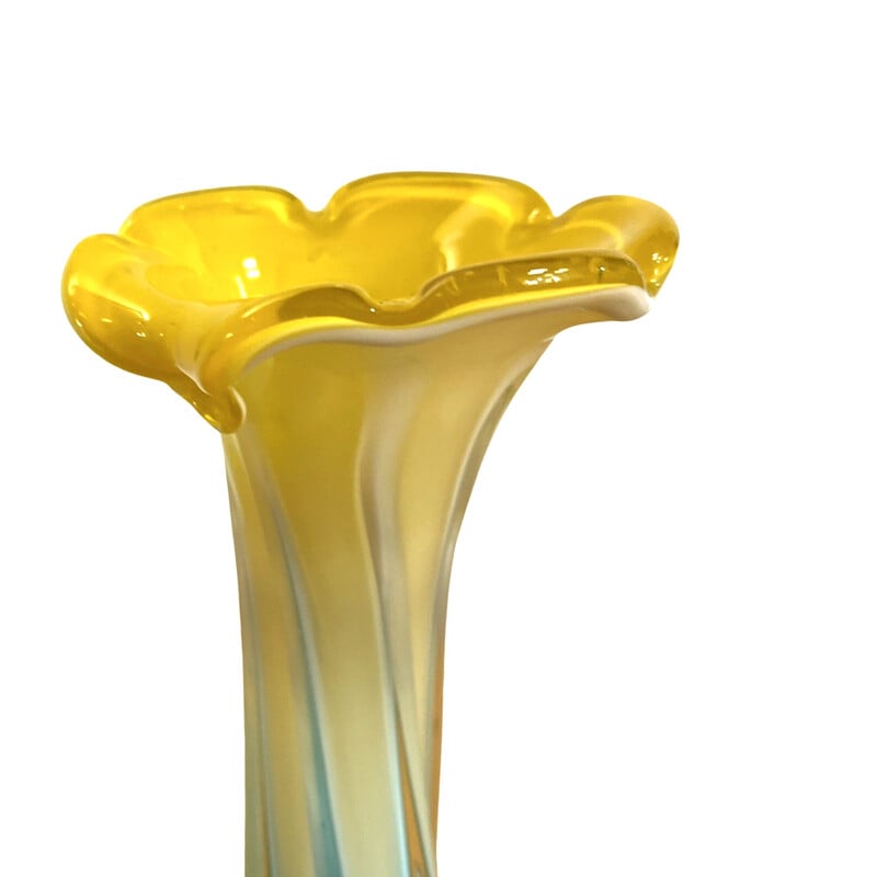 Glasvase aus Muranoglas und Calla-Lilien, Italien 1980