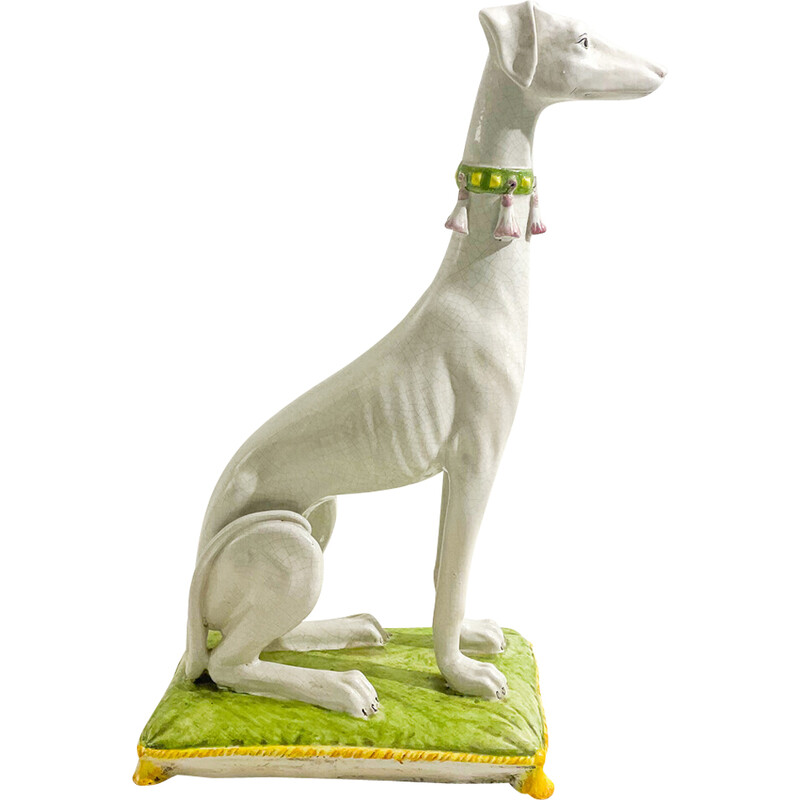 Escultura vintage de cerámica de perro Whippet, Italia 1960