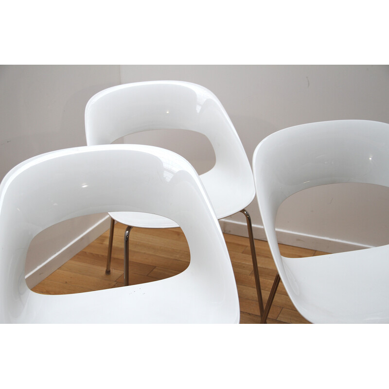 Set di 3 sedie da pranzo vintage Taty in metallo cromato e plastica per Castellani