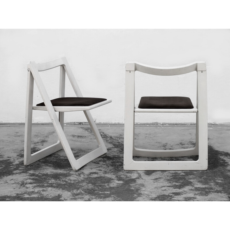 Coppia di sedie vintage Trieste in legno e velluto di Jacober Aldo e D'Aniello per Bazzani Itaky, 1970