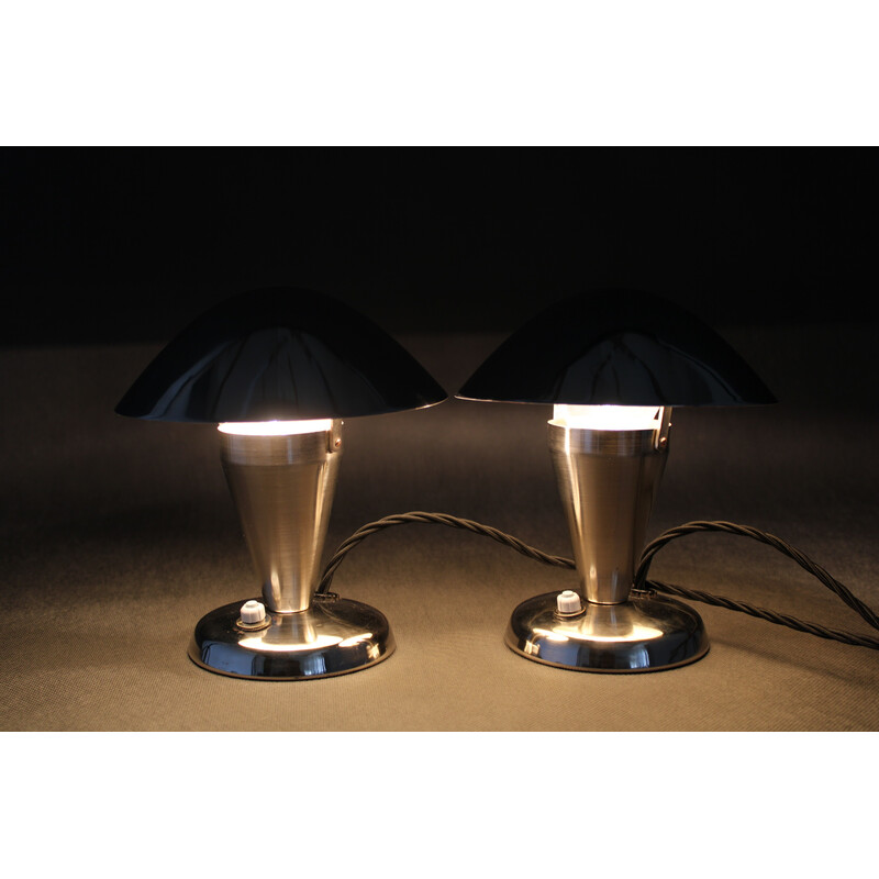 Pair of vintage Bauhaus table lamps, Czechoslovakia 1930