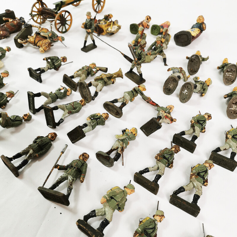 Figurines de soldats de collection vintage en fil métallique de Lineol-Elastolin, Allemagne 1930