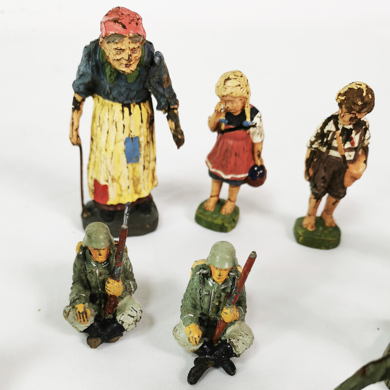 Figurines de soldats de collection vintage en fil métallique de Lineol-Elastolin, Allemagne 1930