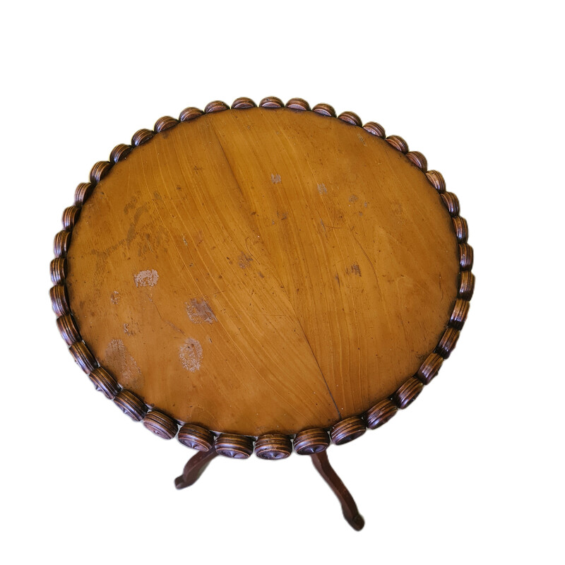 Vintage walnut side table on tripod, France