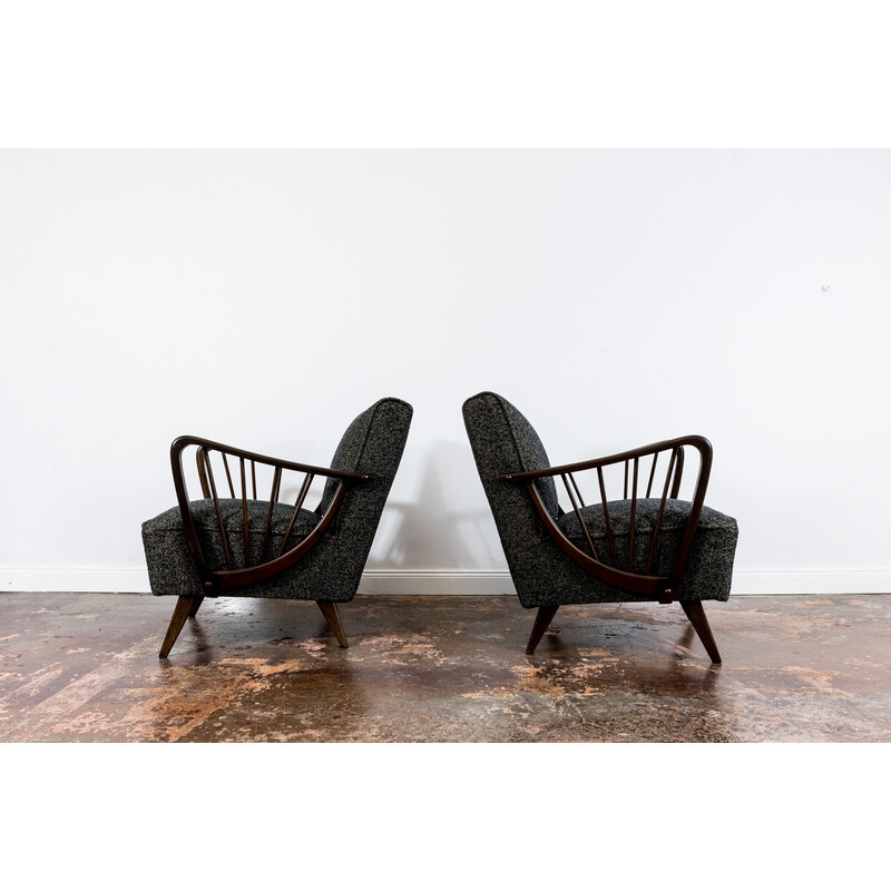 Pair of vintage solid wood armchairs, Germany 1950
