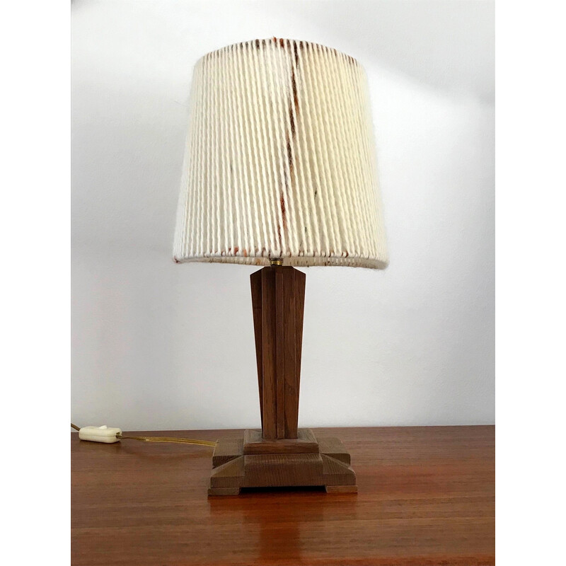 Lampada vintage in rovere Art Déco, 1930