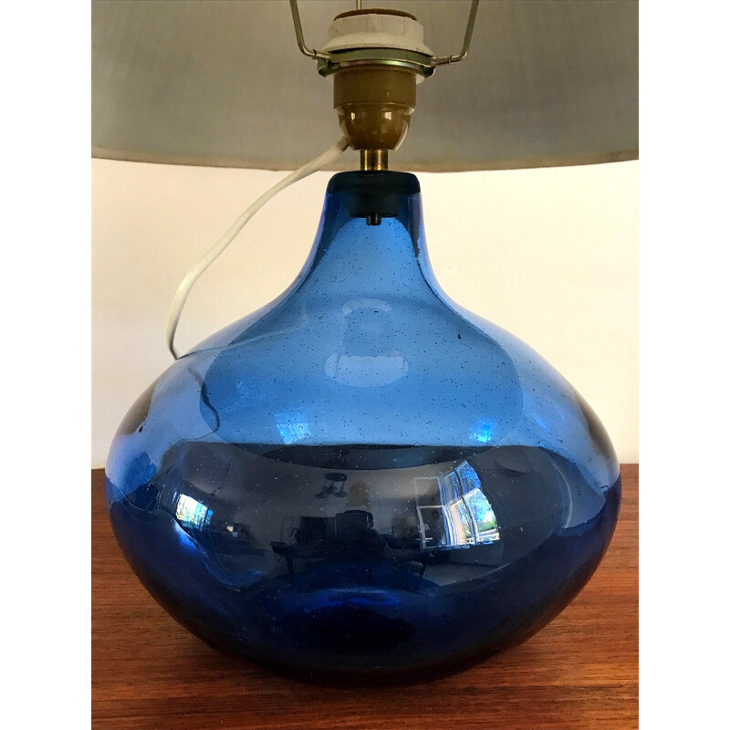 Lámpara vintage de vidrio burbuja y tela, 1970