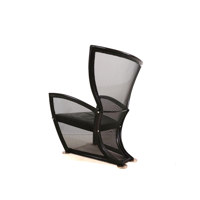 Vintage Prive armchair in metal and leather by Paolo Nava for Arflex, Italy 1987