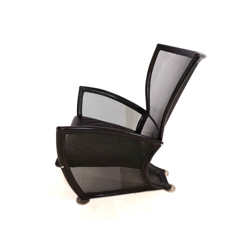 Vintage Prive armchair in metal and leather by Paolo Nava for Arflex, Italy 1987