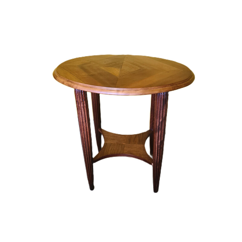 Vintage Art Deco oval mahogany side table, France, 1930