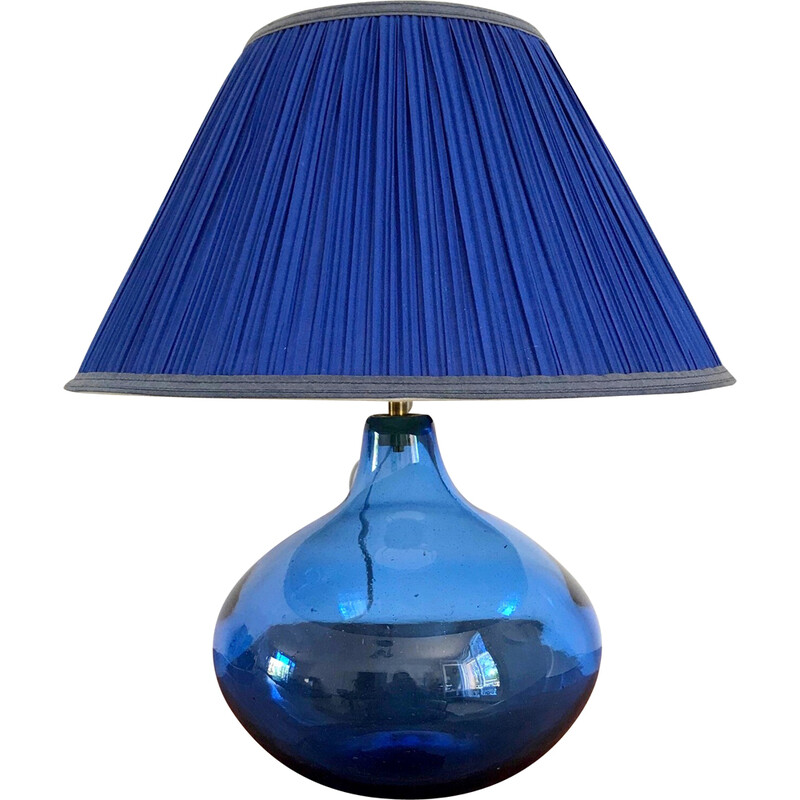 Vintage bubbled glass and fabric lamp, 1970