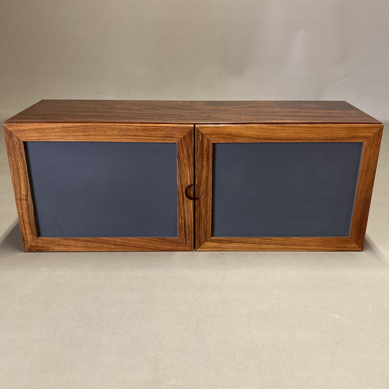 Set of 3 vintage hanging chests of drawers in rosewood and metal, 1950