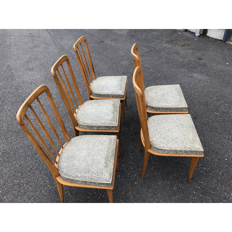 Conjunto de 5 cadeiras vintage com assentos de skai salpicados por Charles Ramos, 1950