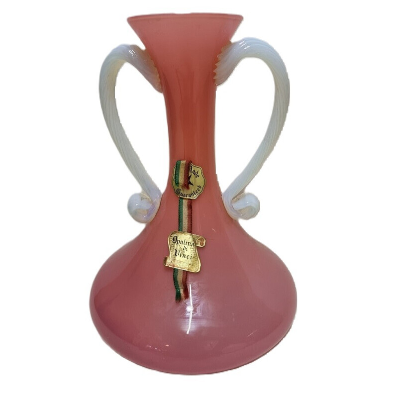 Vase vintage oreille en verre de Murano par Opalina di Vinci, Italie