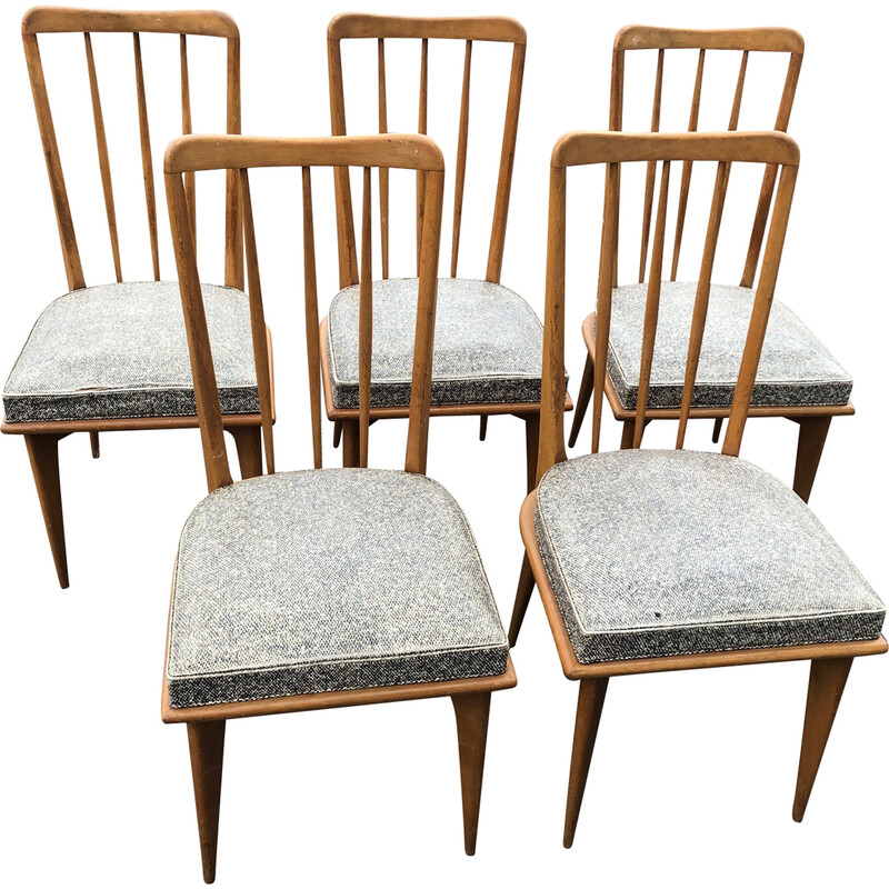 Set di 5 sedie vintage con sedute in skai maculato di Charles Ramos, 1950