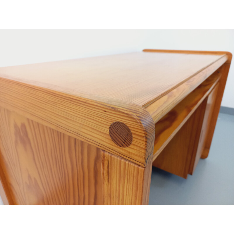 Vintage double-sided pine desk, 1980