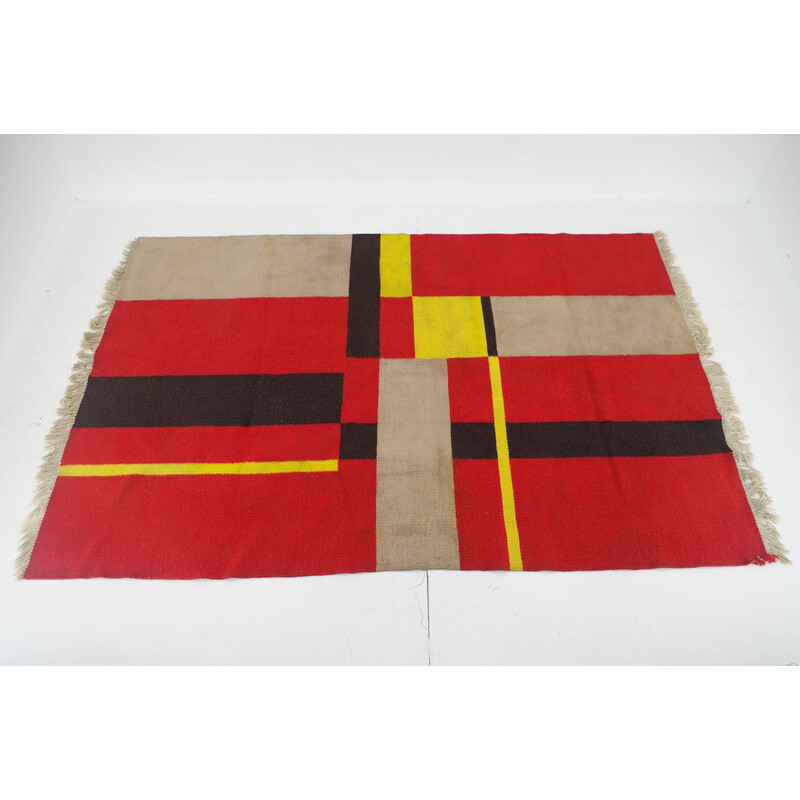 Vintage Bauhaus rug with geometric pattern, Czechoslovakia 1940