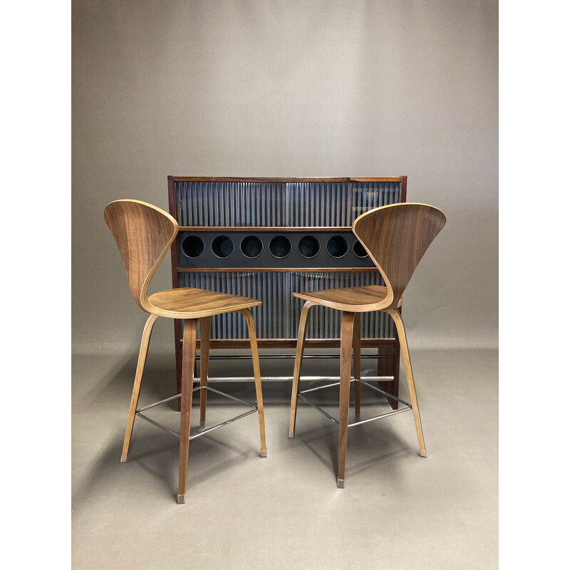 Vintage bar in rosewood and chrome steel by "Poul Heltborg, 1960
