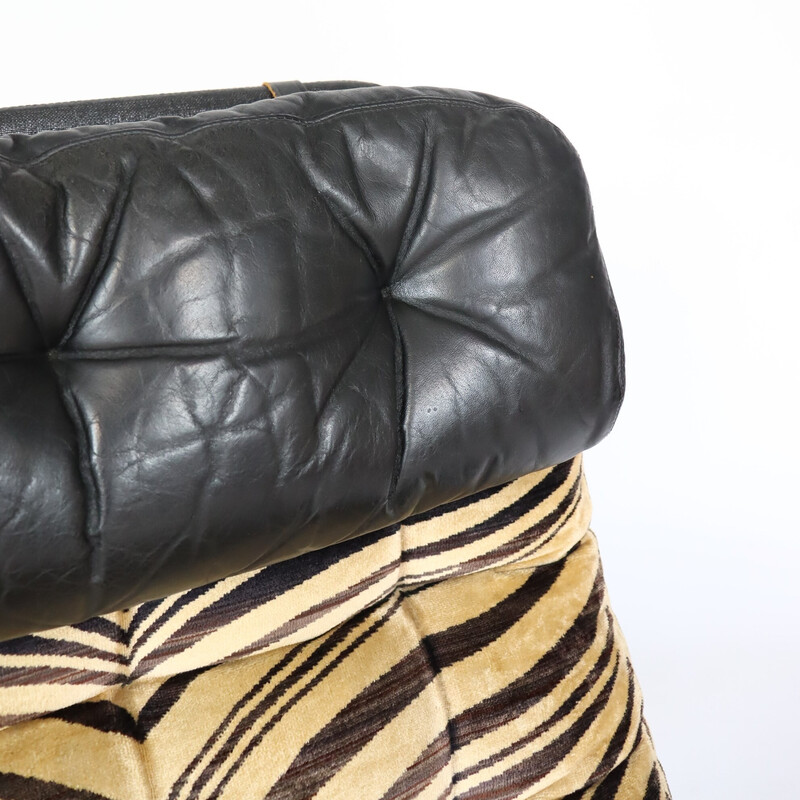 Vintage "Fenix" lounge chair in zebra velvet fabric by Sam Larsson for Dux, Sweden 1970