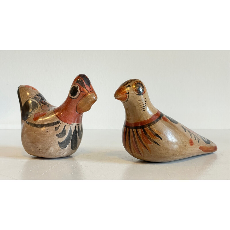 Paire d'oiseaux vintage en céramique, Mexique