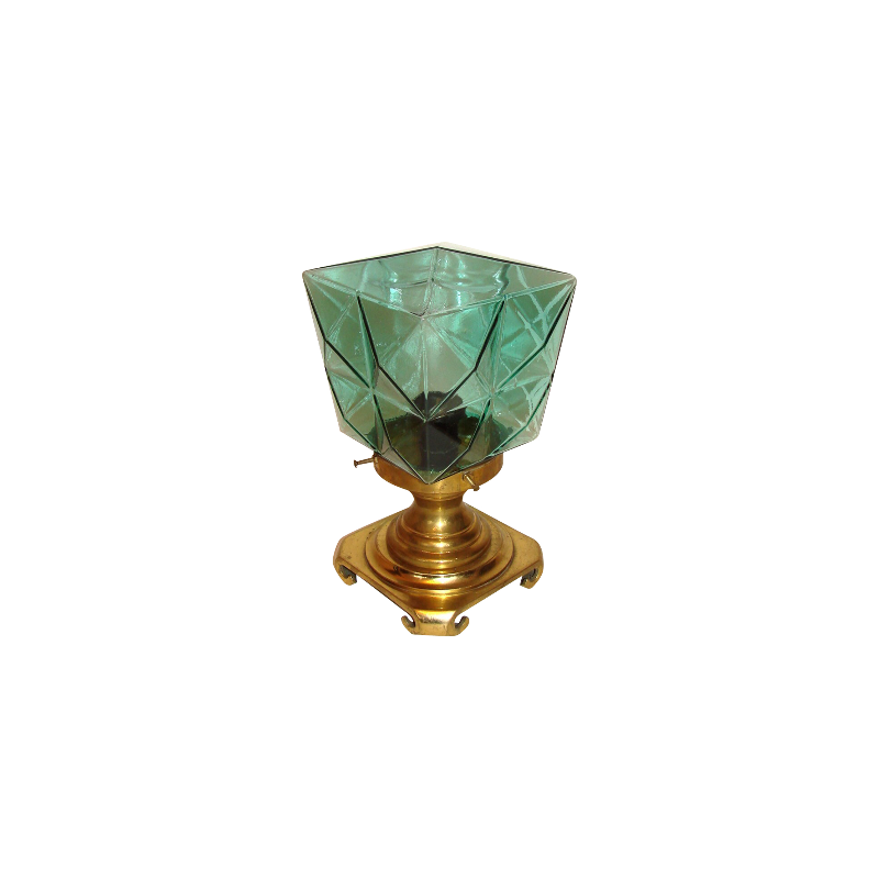 Vintage brass and glass night lamp, Poland 1960