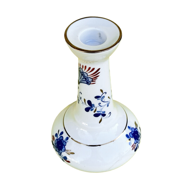 Portavelas vintage de porcelana cobalto para Wallendorfer Porzellan, Alemania 1970