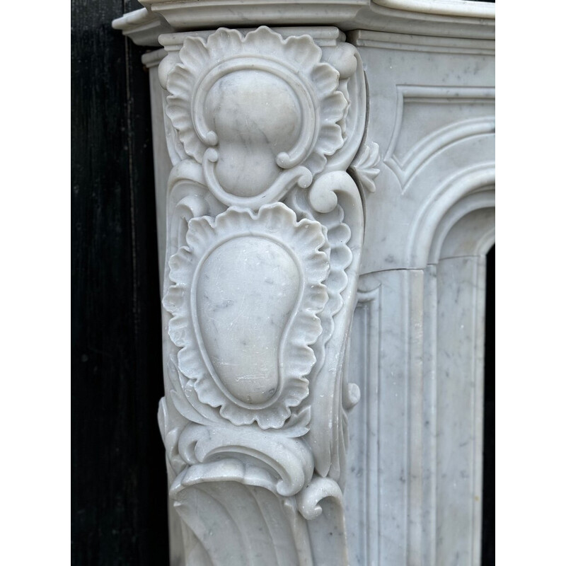 Cheminée vintage en marbre de Carrare style Louis XV, 1880