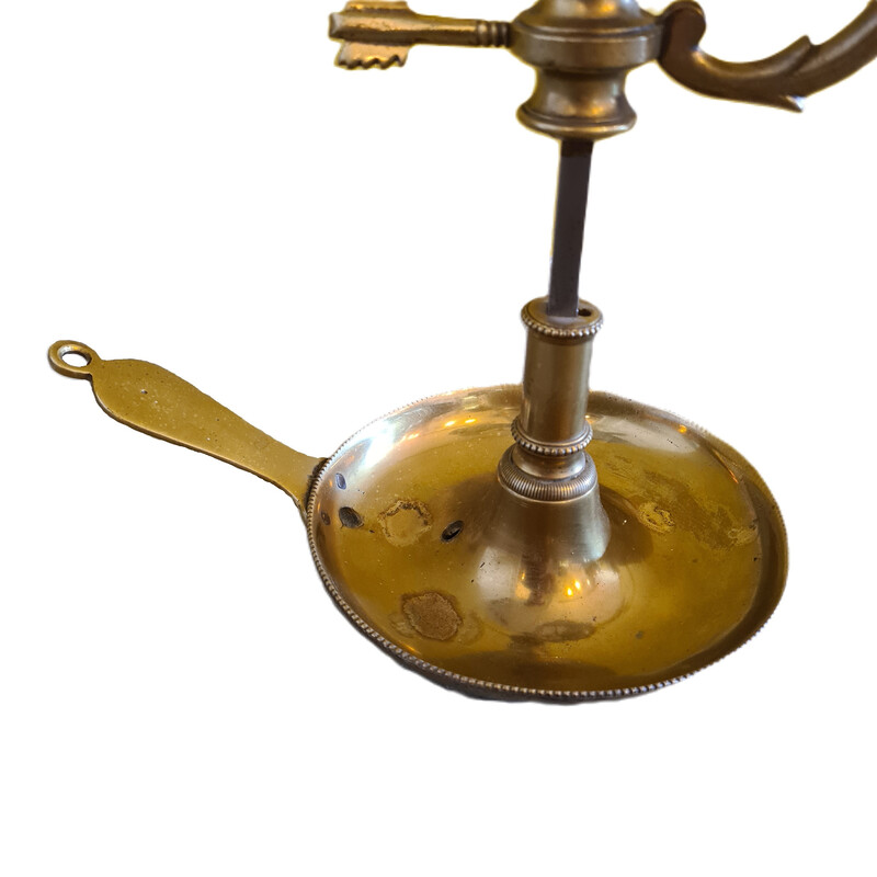 Vintage brass and metal candlestick with 1 light, France 1800