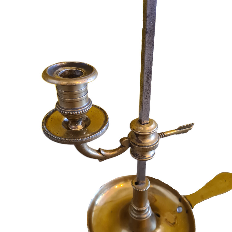 Vintage messing en metalen kandelaar met 1 lampje, Frankrijk 1800
