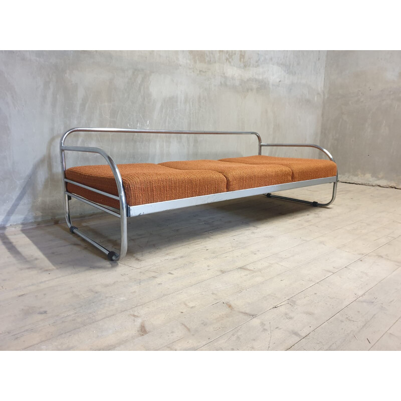 Vintage Bauhaus 3-Sitzer Sofa aus Chromstahl für Kovona, Tschechoslowakei 1930