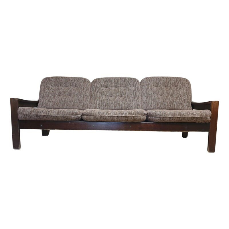 Paar 3-Sitzer-Sofas aus Buchenholz und Stoff, 1980