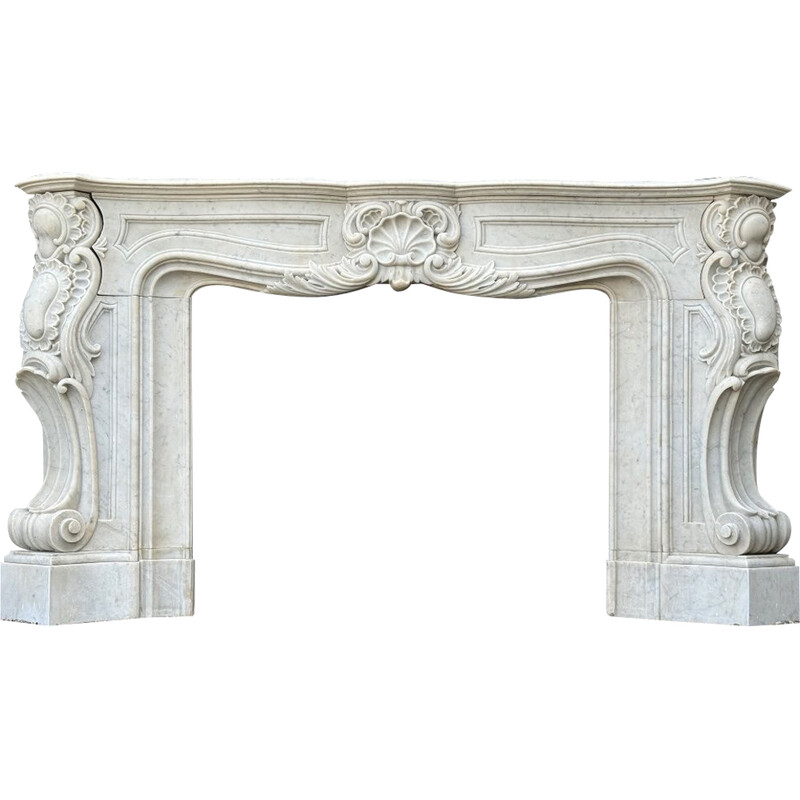 Cheminée vintage en marbre de Carrare style Louis XV, 1880