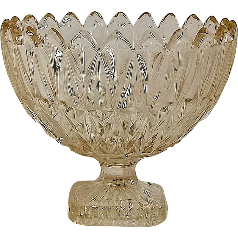 Ordenador vintage de pedestal de cristal amarillo, 1950