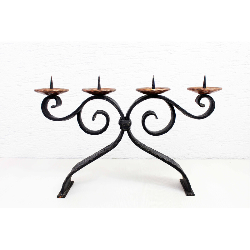 Vintage wrought iron candlestick, 1950