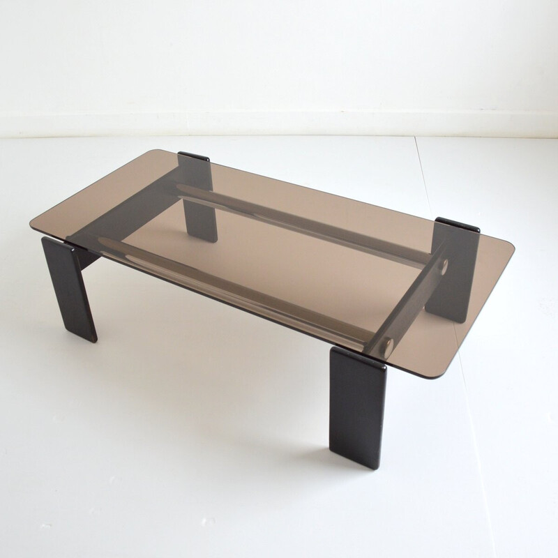 Vintage coffee table in wood and chrome steel by Martin Visser for T Spectrum, Netherlands 1970