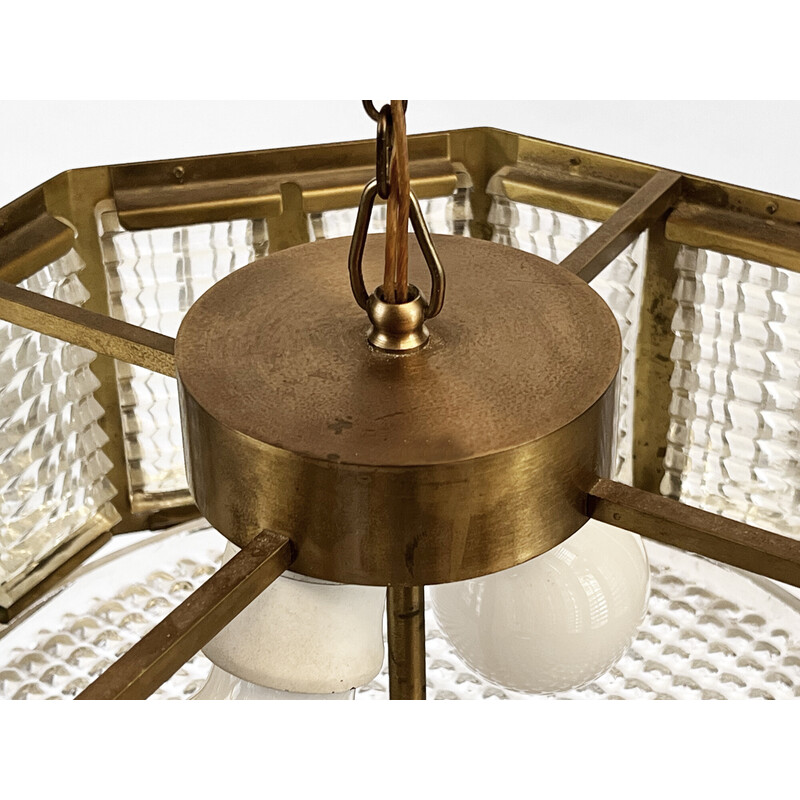 Vintage pendant lamp in brass and glass, Sweden 1960