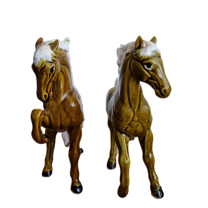 Pair of vintage ceramic horses for CM inc Chadwick, Japan 1960