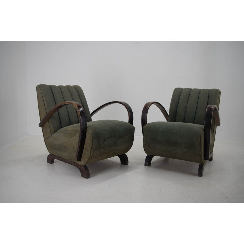 Paire de fauteuils vintage Art Déco par Jindrich Halabala, 1940