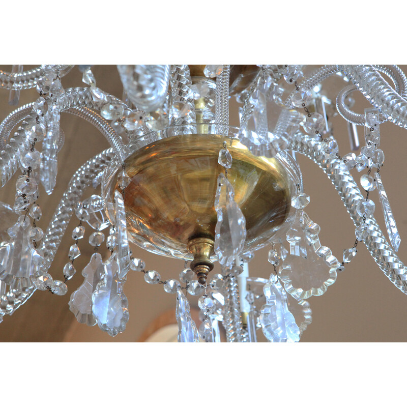 Vintage Bohemian glass chandelier with 6 arms