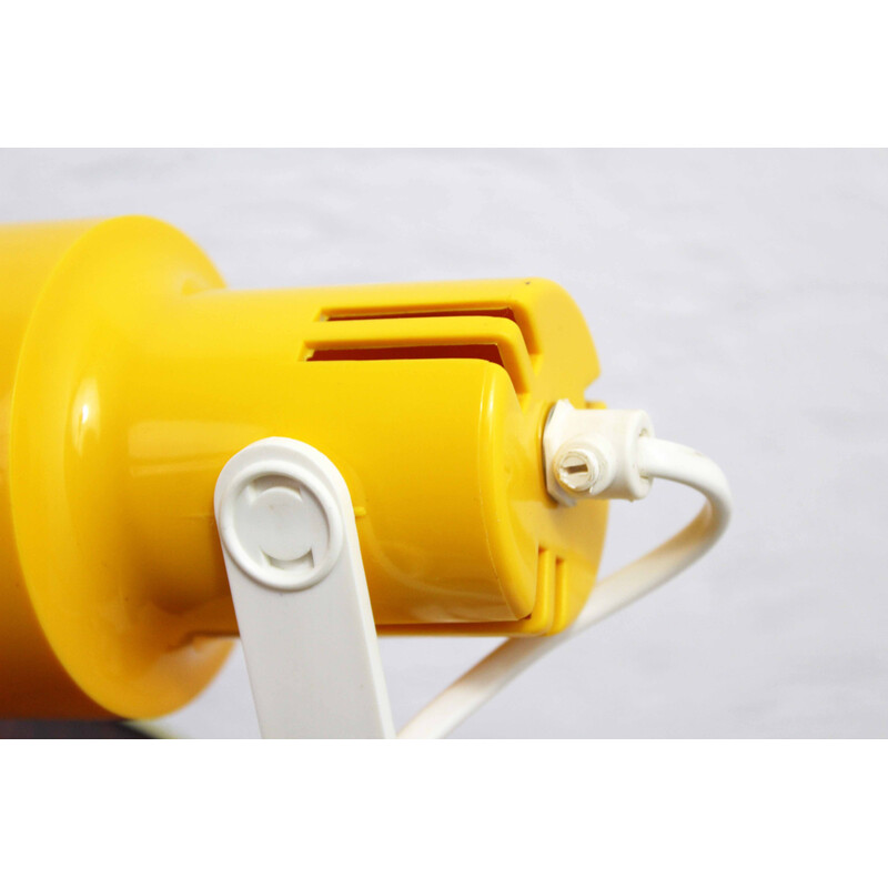 Vintage Space Age lamp on yellow plastic clamp, 1960