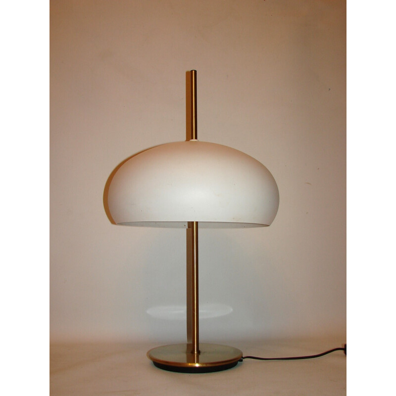 Lampe de table vintage en laiton et aluminium, 1980
