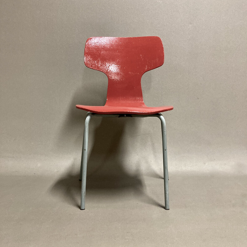 Vintage houten en metalen stoelen van Arne Jacobsen voor Fritz Hansen, 1960