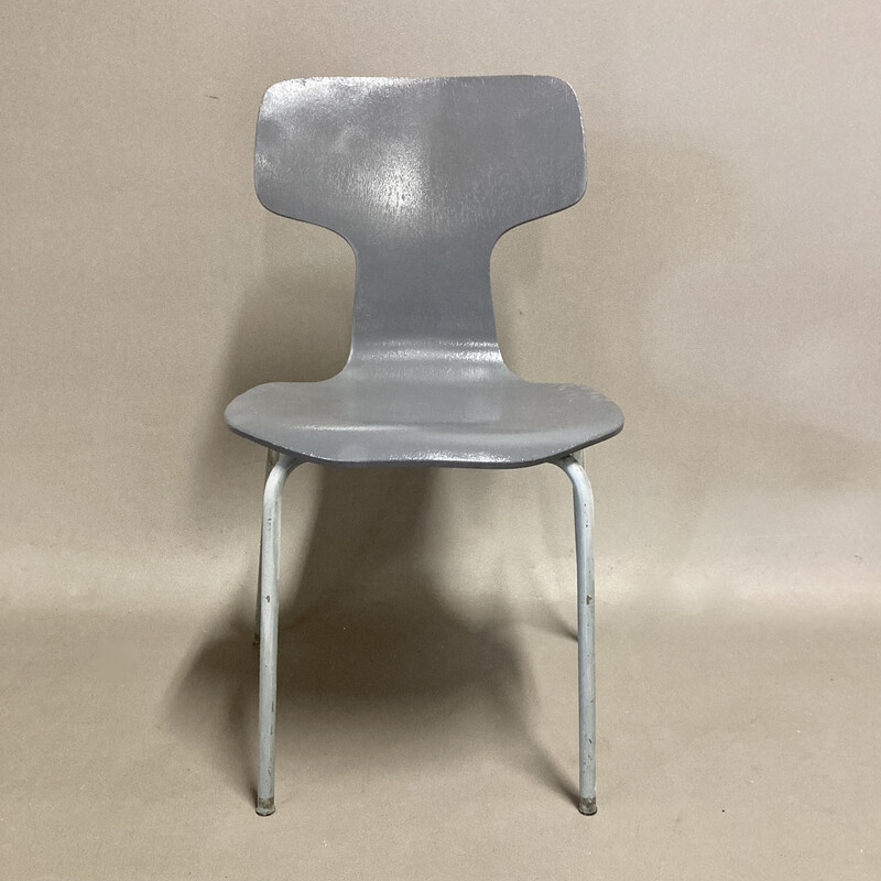 Pareja de sillas infantiles vintage de madera y metal de Arne Jacobsen para Fritz Hansen, 1960