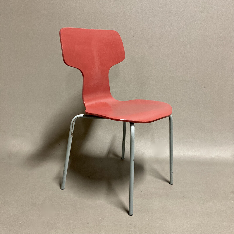 Pareja de sillas infantiles vintage de madera y metal de Arne Jacobsen para Fritz Hansen, 1960