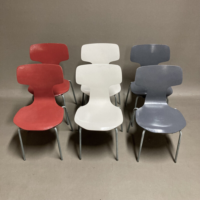 Paire de chaises vintage pour enfant en bois et métal par Arne Jacobsen pour Fritz Hansen, 1960