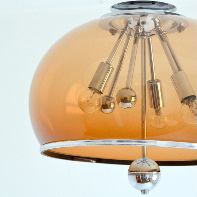 Vintage Space Age retractable pendant lamp in acrylic and chrome for Fratelli Gianelli Firenze, Italy 1970